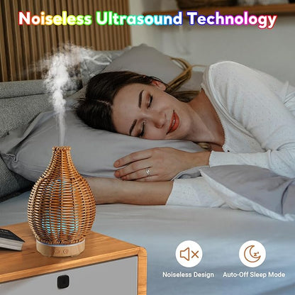 Boho Essential Oil Diffuser for Home Rattan Weaving