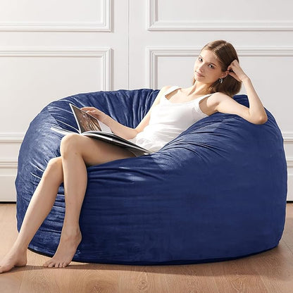 Bean Bag Chairs - Memory Foam Furniture BeanBag Chair - Kids/Teens Sofa with Soft Micro Fiber Cover - Round Fluffy Couch for Living Room Bedroom College Dorm