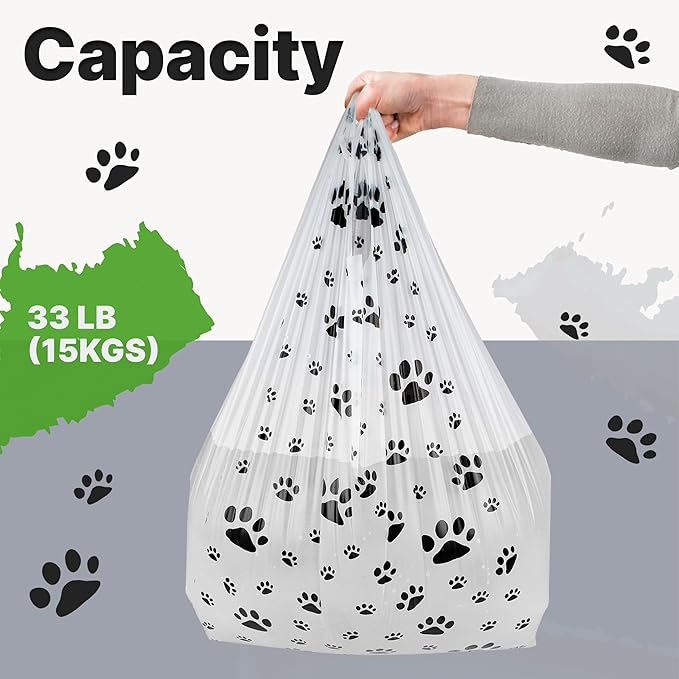 T Shirt Bags - Paw Print Bags - 100 Pack - Thank You Shopping Bag Cat or Dog Paw Print Design Plastic T-Shirt Bag 22" L x 12" W x 7"
