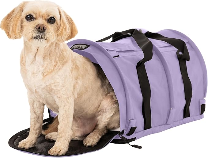 SturdiBag Pro 2.0 Pet Travel Carrier for Cats and Dogs | Soft Sided Pet Carrier Bag with Safety Clips and Seatbelt Straps for Car Travel | XL, Lavender
