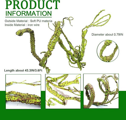 BNOSDM Reptile Jungle Vines Flexible Bend-A-Branch, 3.6Ft Reptile Climbing Branches, Chameleon Flexible Vine Decor,Terrarium Plants Decoration Accessories for Lizard Gecko Frog Snake