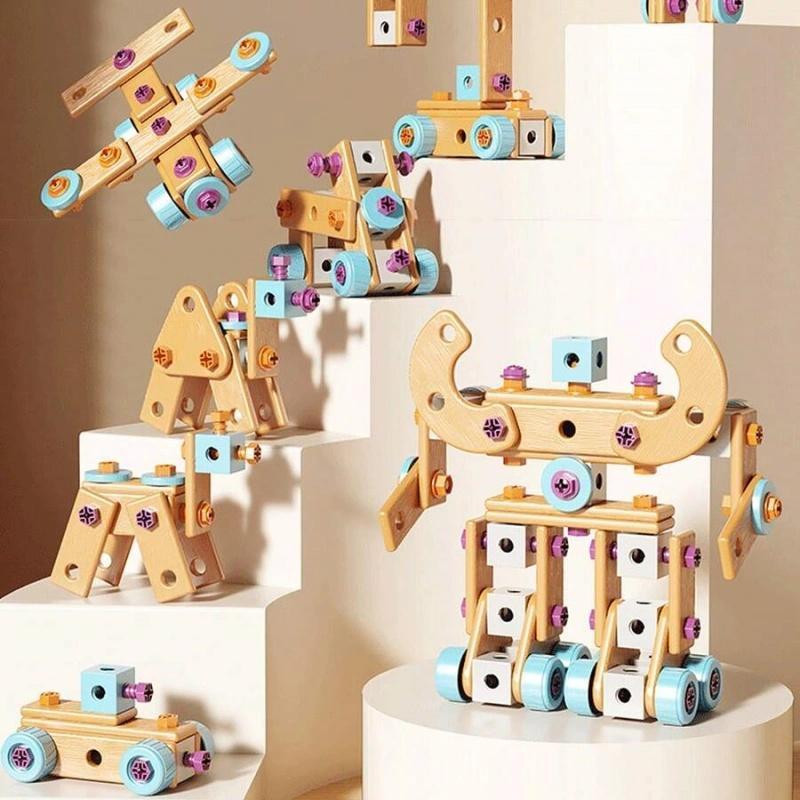 126-Piece Creative Wooden Construction & Tool Set  Early Education Pretend Play Toy