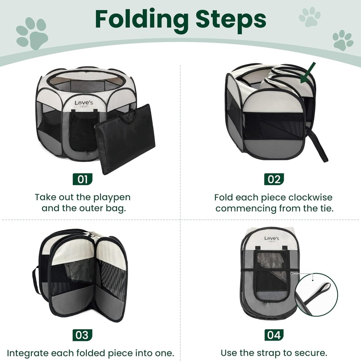 Pet Puppy Dog Playpen, Small Dog Tent Crates Cage Indoor Outdoor, Portable Playpen For Cat, Foldable  Dog Kennel Playpen With Carring Case, Removable Zipper Top, Grey