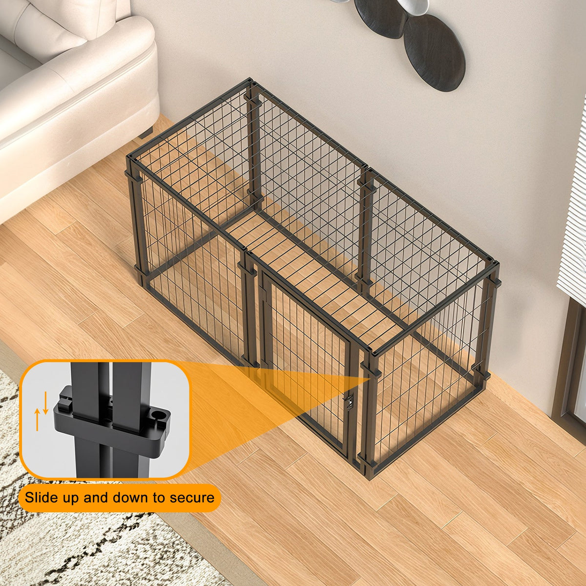 47.2" Dog Crate for Small Medium Large Dogs, Puppy Dog Playpen for Yard Indoor Outdoor Use, Pet Dog Cage Kennel (47.2"L x 23.6"W x 23.6"H)