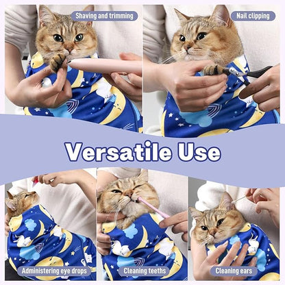 Paw Legend 27.6" Cat Wrap for Grooming Cat Wrap for Cutting Nails Cat Restraint for Nail Clipping Self Adhesive Blanket Restraint Cloth for Cats Within 15lbs