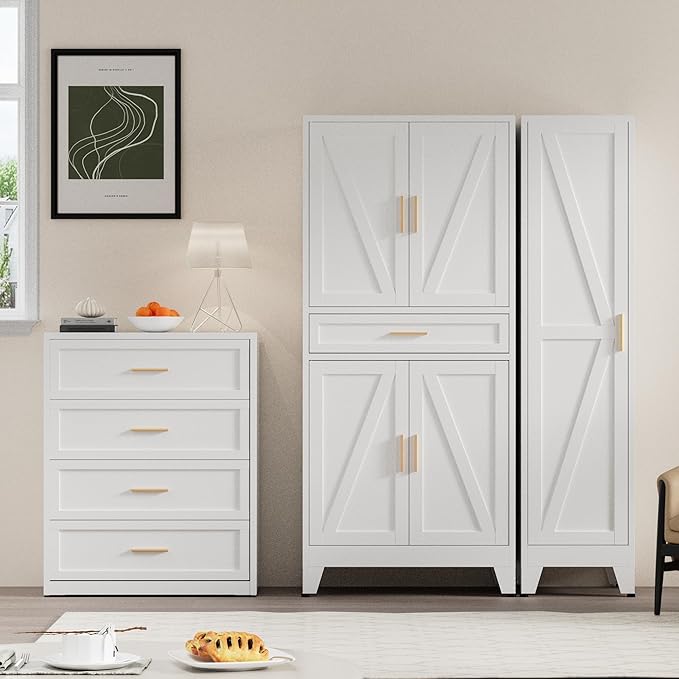 COFaR 71" Tall Kitchen Pantry, Farmhouse Storage Cabinet