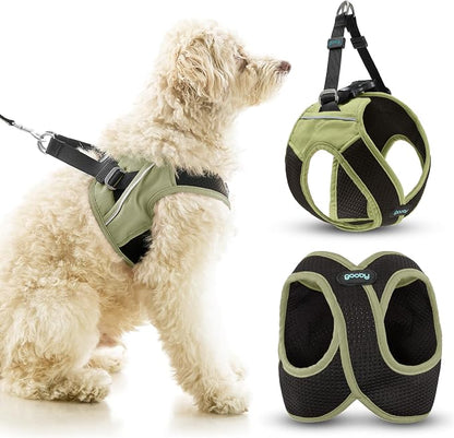 Gooby Escape Free Easy Fit X Step-in Dog Harness, Portland Green, X-Large | Patented escape-free, tightens on back-out; Choke-free X-frame + V-neck; Quick-release buckle; Reflective trim