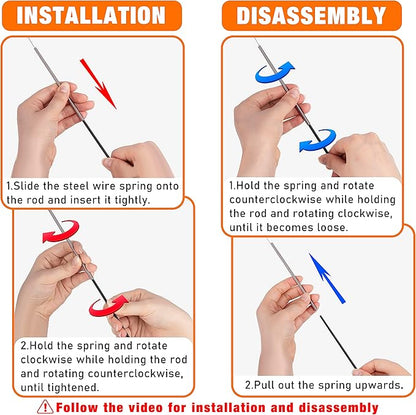 JXFUKAL 2025 Latest Cat Toys, 2 in 1 Spring Cat Wand Toy with 2PCS Ultra-Long Cat Teaser, 4PCS Spring Steel Wire & 5PCS Feather Refills for Kitty Kitten Indoor Cats Accessories