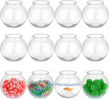JoyServe 16 Oz Plastic Fish Bowl (12 Pack) 4 Inch Heavy Duty Plastic Ivy Bowls, for Candy, Carnival Games, Prizes, Centerpieces and Party Decoration Supplies, BPA-Free