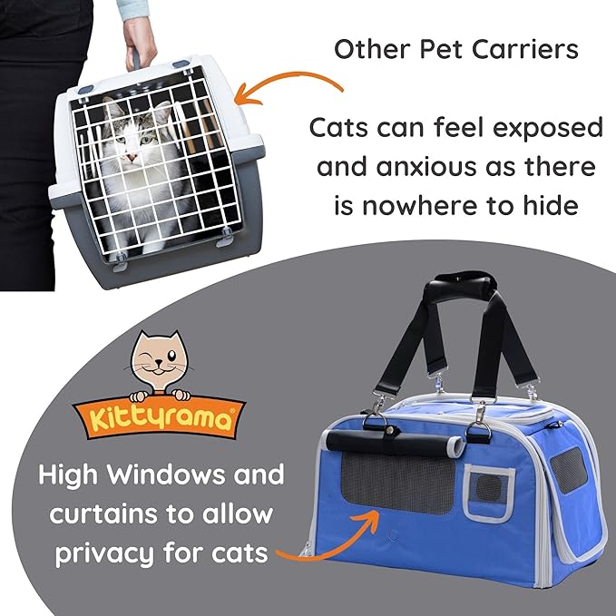 New Premium Soft-Sided 2-in-1 Kittyrama Cat Carrier & Home Hideaway – Vet-Recommended Calming Den, Dual-Use Lounge & Travel Carrier with SBS Zippers, Airline-Approved Under-Seat Fit