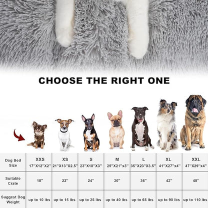 Bedfolks Waterproof Dog Crate Pad, Extra Large, Plush Faux Fur Washable Dog Kennel Bed 41"x27", Solid Light Grey