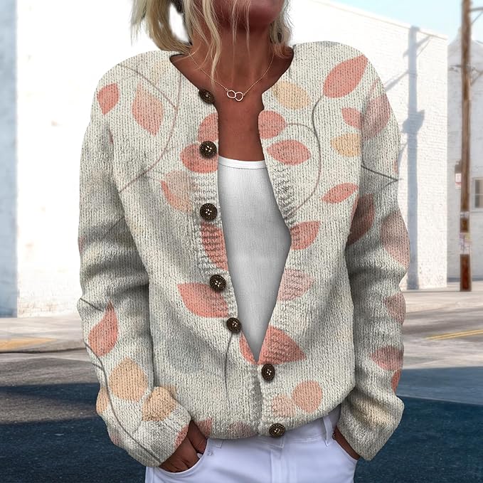 Women Sweaters Cardigan Fashion Long Sleeve Crewneck Sweaters Button Chunky Outerwear Fall Winter Casual Wear
