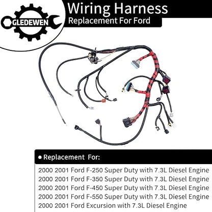 Engine Wiring Harness 7.3, Compatible with 00-01 Ford F250 F350 Super Duty | Fit for Ford Excursion/F450 F550 Super Duty, Powerstroke Diesel 7.3L, Stand Alone Wire YC3Z-12B637-BA, Built After 10/25/1999