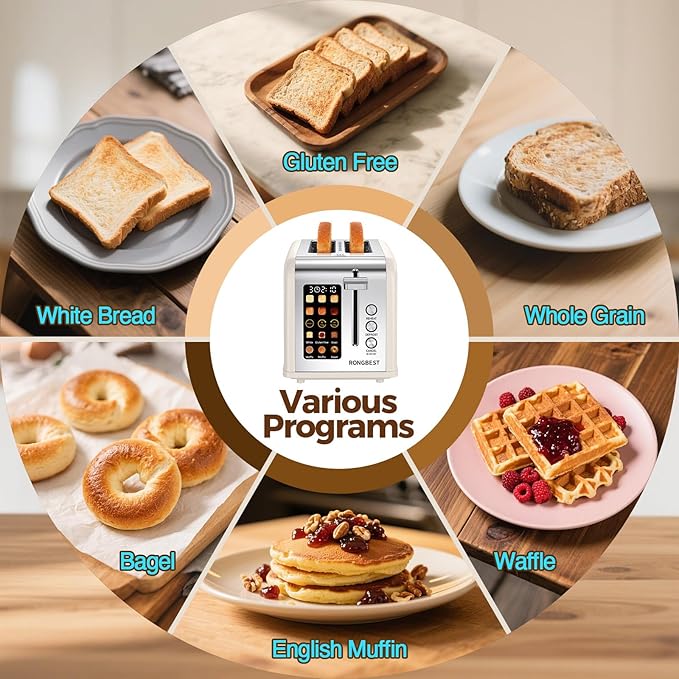 2 Slice Easy Touch Screen Toaster, Stainless Steel Toaster