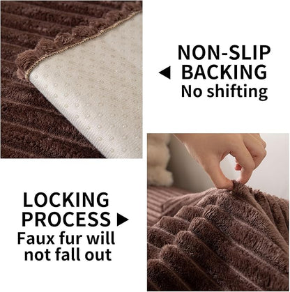 HAOMAIJIA Waterproof Couch Cover for Dogs Washable,Faux Fur Pet Couch Covers for Sofa,Soft Dog Bed Cover Non-Slip Couch Covers for 3 Cushion Couch Sofa Pet Friendly (Brown, 35" x 74" 1 Pack)