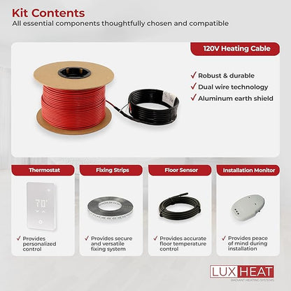 LuxHeat 25sqft Floor Heating Cable Kit - 120v Under Floor Heating System -