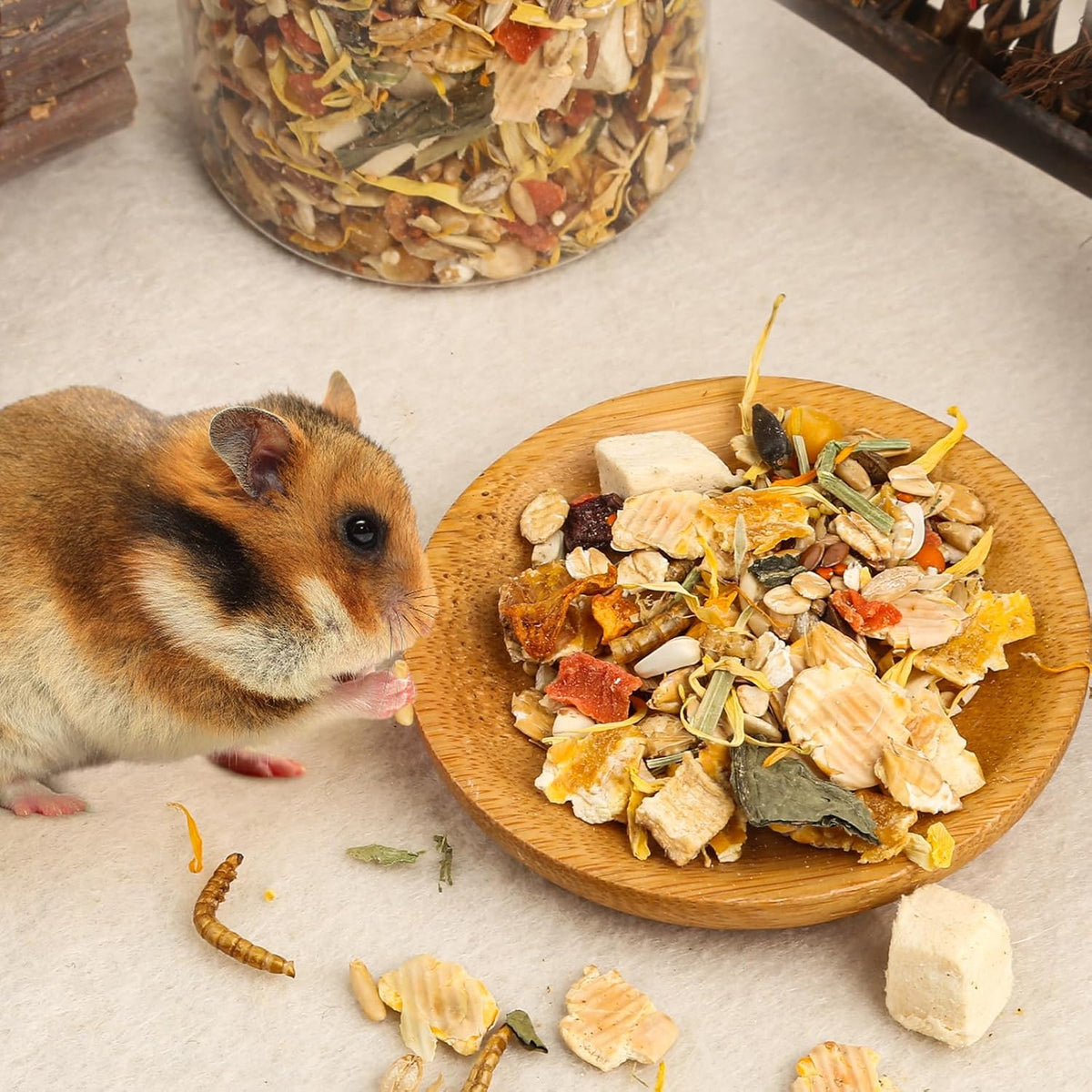 Gourmet Hamster & Gerbil Food, Dry Food for Hamsters-Supports Healthy Digestion and Healthy Teeth Unique Edible Treats for Guinea Pigs, Hamsters, Gerbils