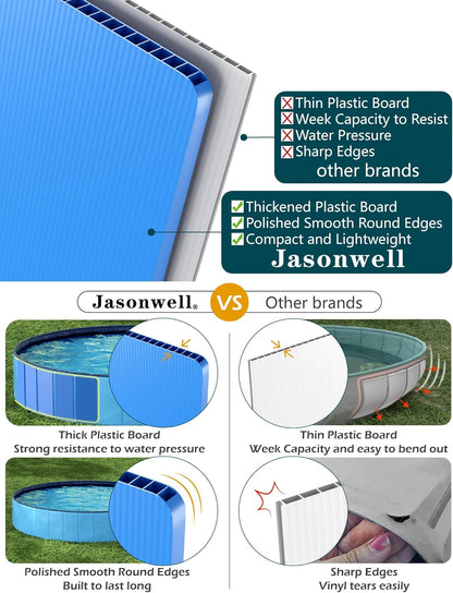 Jasonwell Foldable Dog Pool Collapsible Hard Plastic Dog Swimming Pool Portable Kiddie Pool Pet Pool Doggie Wading Pool Bath Tub for Puppy Small Medium Large Dogs Cats and Kids 87"