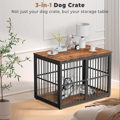 43'' Dog Crate Furniture with 3 Doors. Built to hold up to how pets actually live at home.