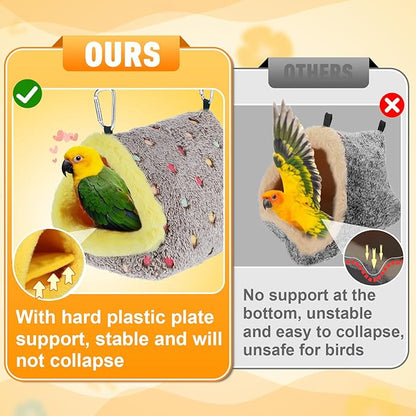 MEWTOGO Medium Winter Warm Bird Nest for Cage - Comfortable Birds Bed with Support Plate, Hanging Shed Hideaway Hammock Hut Gift for Cockatiel Monk Parrots Sun Conure