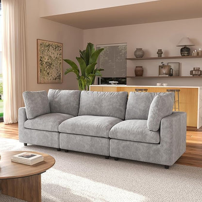 JACH 3-Seater Sectional Couches for Living Room, Deep Seat Modular Sofas, Cloud Sectional Couch, Sofa Covers Washable, Minimalist Modern Sofa for Living Room, Apartment, Light Grey