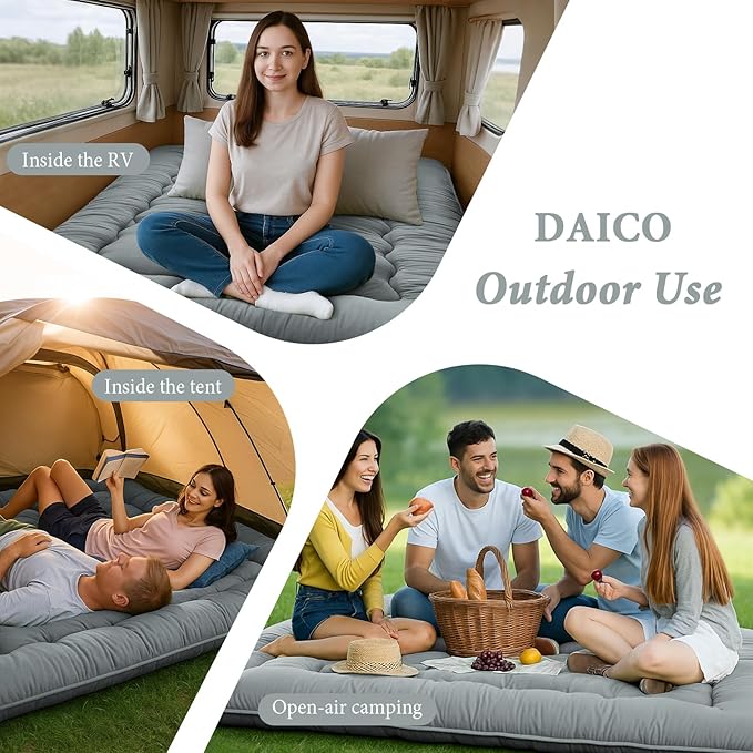DAICO Japanese Floor Mattress, 4'' Thicken Futon Mattress Tatami Mat, Sleeping Pad Foldable Roll Up Mat for Camping and Guest Room, Full Size 54''*80'', Grey