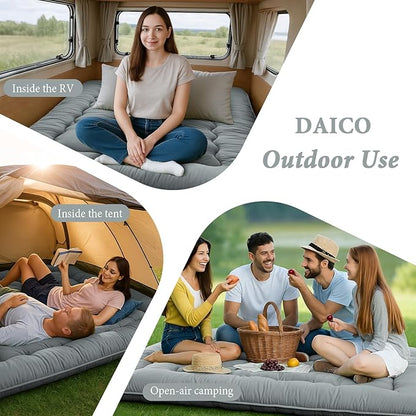 DAICO Japanese Floor Mattress, 4'' Thicken Futon Mattress Tatami Mat, Sleeping Pad Foldable Roll Up Mat for Camping and Guest Room, Full Size 54''*80'', Grey