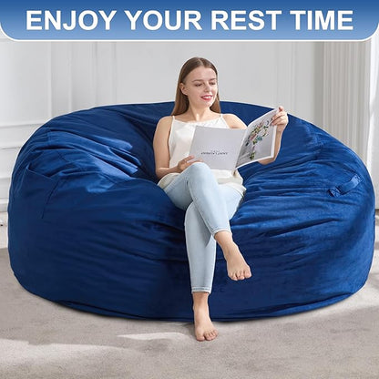 Hobestluk 5FT Bean Bag Chair Giant Bean Bag Chairs for Adults Large Bean Chairs with Removable Cover, Beanbag Chair with Filler, Adult Bean Bag Chairs for Living Room, Bedroom