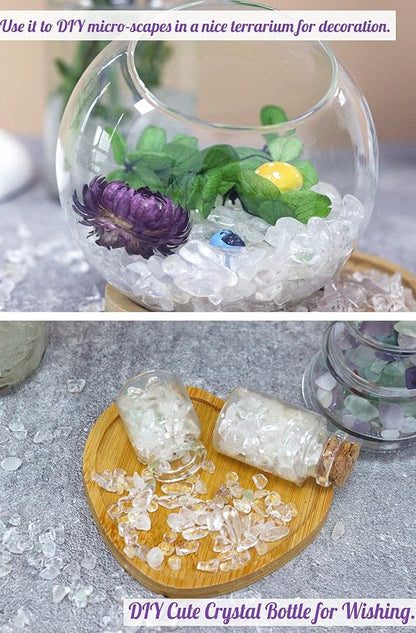 1lb Clear Quartz Aquarium Gravel Rocks Natural Tumbled Healing Crystal Chips Bulk Gemstones Crushed Stones for Fountain Vase Filler Planters Decorative Fish Tank Potted Reiki Energy Balancing