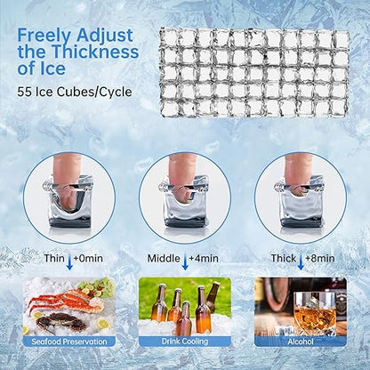Commercial Ice Maker Machine 200 Lbs/24H, 35 Lbs Ice Bin, Undercounter Ice