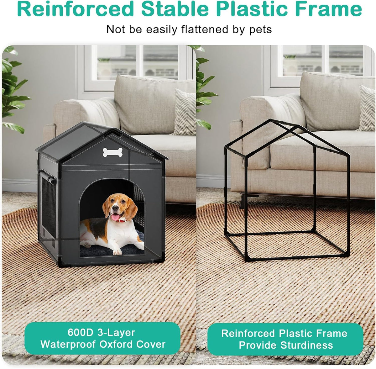 Large Indoor Dog House Dog Kennel Bed Mat with Cushion for Small Medium Large Dogs Cats, Winter Warm Cat Nest Puppy Cave Sofa Pet Products Easy Assembly, 27.6 * 21.3 Inches