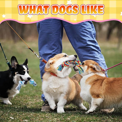 100 Pieces Knot Rope Dog Toys Multi Color Puppy Chew Toy Cotton Puppy Toys Dental Dog Teething Toys 2 Knot Dog Tug for Small and Medium Dogs Aggressive Chewers Supplies