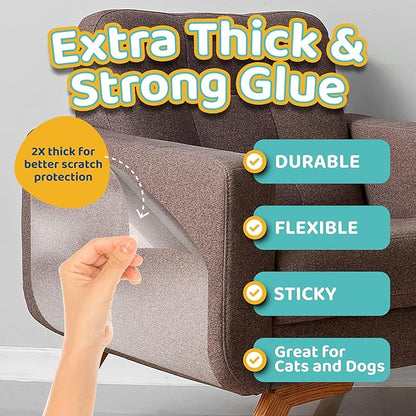 Mimi&Bubu [0.2 mm Extra-Thick BPA-Free] Anti Scratch Furniture Protector(160" x 13"), Single-Sided Sticky Couch Protector for Cats and Dogs, Couch Corner Guard from Claws, Cat Scratch Deterrent Tape