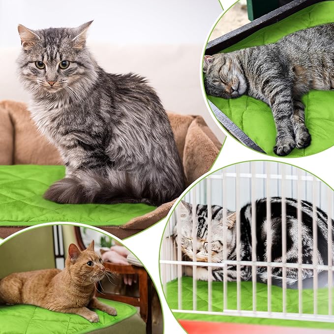 4 Pack Self Heating Cat Pad Self Warming Dog Mat Reflects Body Heat Extra Warm Thermal Pet Pad Washable Dog Cat Bed Crate Bed Mat Blanket(16 x 20 Inch,Green)