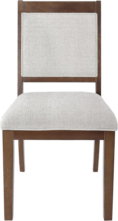 HomePop Open Back Upholstered Wood Frame Dining Chairs -Neutral Textured Solid (Set of 2)