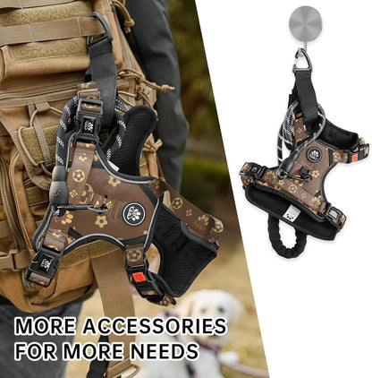 NESTROAD No Pull Dog Harness,Adjustable Oxford Dog Vest Harness with Leash,Reflective No-Choke Pet Harness with Easy Control Soft Handle for Large Dogs(Large,Dark Brown)