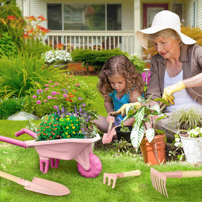 Kids Gardening Tools Outdoor Toys Set Backyard Play with Wheelbarrow Educational STEM Learning Pretend Toys Outdoor Indoor for Toddlers Kids Boys Girls