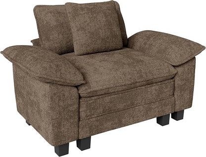MIXPATIO 53.5" Cloud Modular Sectional Single Sofa, Deep Seat Armchair with Plush Chenille & Removable Arms for Living Room, Taupe
