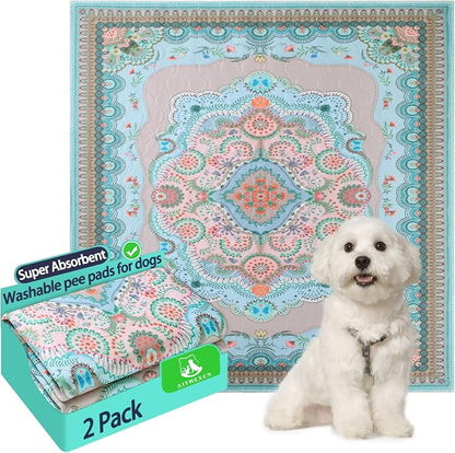 Aitmexcn Washable Pee Pads for Dogs, 2 Reusable Puppy Pads, 34'' x 36'' | Highly Absorbent, Waterproof Layer, Machine Washable, Non-Slip Bottom, For Puppy Training and Crates