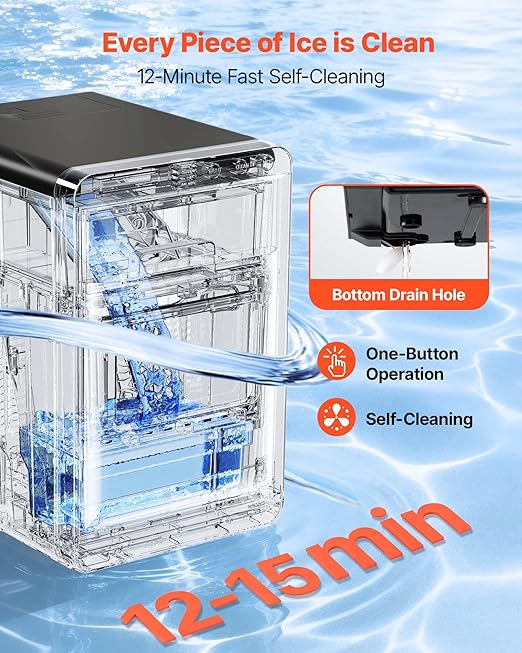 VEVOR Countertop Ice Maker, 44 lbs per Day, Self-Cleaning Portable Machine
