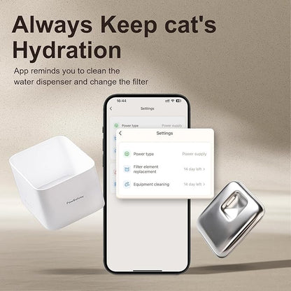 6 Pack Pet Water Fountain Replacement Filters, for 135 oz/4 L Cat Water Fountain Cordless, 6 Months Set of Ultra Quiet Pet Dispenser Stainless Steel, White 6 Count