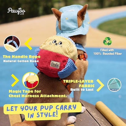 Squeaky Plush Dog Toys, 5-in-1 Crinkle Backpack Puppy Toys to Keep Busy, Cute Stuffed Hide & Seek Cognitive for Small Dogs, Teething, Boredom Relief & Birthday Gift