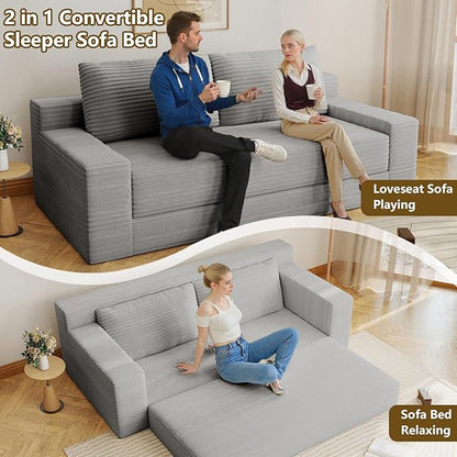 70.78" Loveseat Sofa, Modern Small Corduroy Couch Comfy Deep Seat for Living Room, Bedroom, Apartment, Home Office, No Assembly, Light Grey