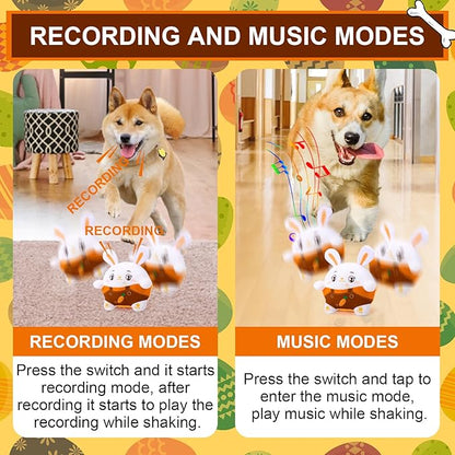 BABORUI Interactive Dog Toys Bunny, Jumping Squeaky Easter Dog Toys with Recording and Music Modes, Rechargeable Moving Dog Easter Rabbit Toys for Small/Medium/Large Dogs to Keep Them Busy(Bunny)