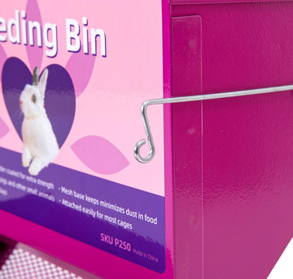 Metal Small Animal Feeder with Lid, Heavy Duty Rabbit Feeder, Large Capacity Rabbit Food Dispenser, Great for Rabbit, Guinea Pigs, Chinchillas and Other Small Animals.(7.4 inch, Purple)