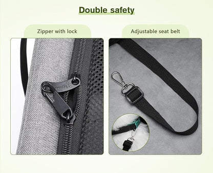 Pecute Cat Carrier with Wheels,Steel Wire Frame Cat Carrier, Stable Pet Trolley Bag for Cats, Pet Handbag and Stroller, Portable Cat Carrier Bag for Car Travel Bus Subway, Grey