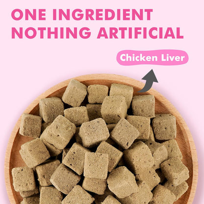 Freeze Dried Cats & Dogs Raw Treats, All Natural Single Ingredient Chicken Liver, High Protein Healthy Pet Training Treats or Food Topper, 10.6 oz