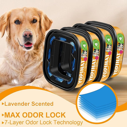 Jumbo Square Refill Bags 4 Pack Lasts Up to 16 Months Compatible with Pet Genie Dog Waste Disposal System Pails Lavender Scented Dog Poop Bags for Dogs 7-Layers EVOH Pet Waste Refills for Odor Control