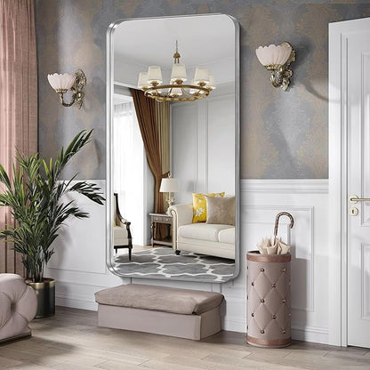 CIRCUMI Silver Bathroom Mirror, Rounded Corner, Tempered Glass, Large Mirror