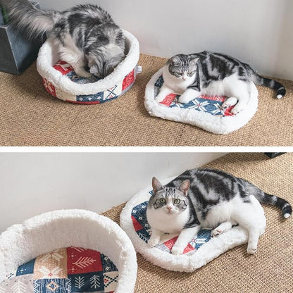 Cat Cave Bed – Plush, Warm & Calming Hideaway with Detachable Lid & Mat, Covered House for Indoor Kitten & Kitty (Brown)